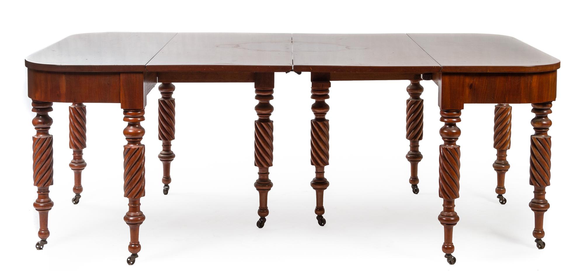 An American Mahogany Extension Dining Table Height 30 1/2 x width 83 x depth 46 inches (open). — 19TH CENTURY