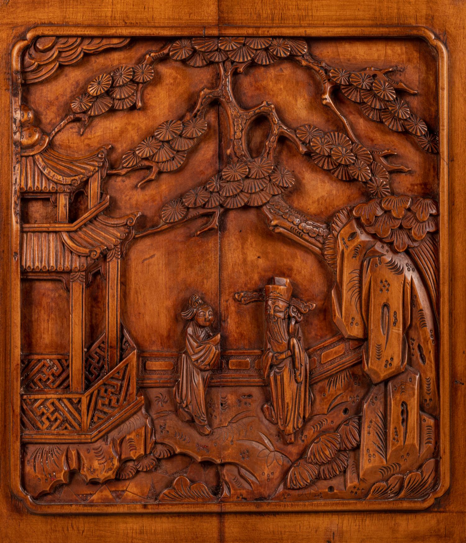 A Set of Four Chinese Softwood Door Panels