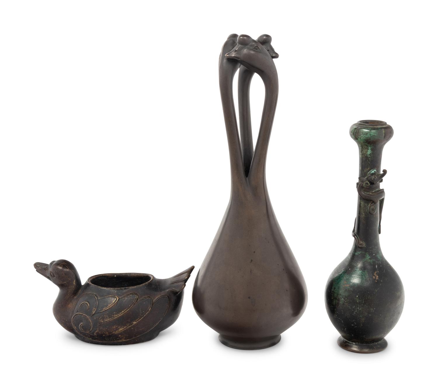Three Japanese Bronze Vessels