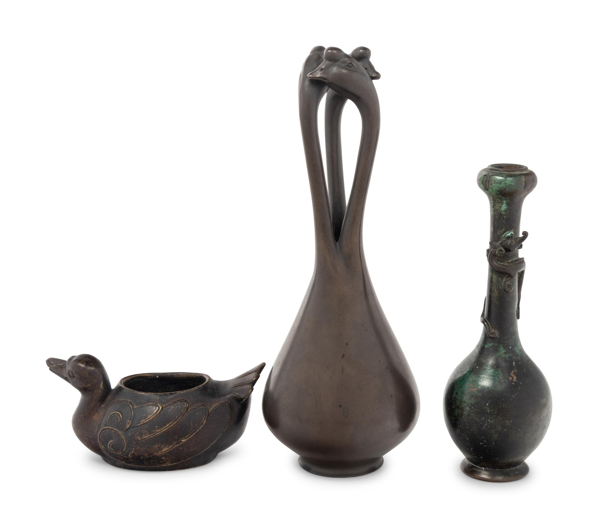 Three Japanese Bronze Vessels
