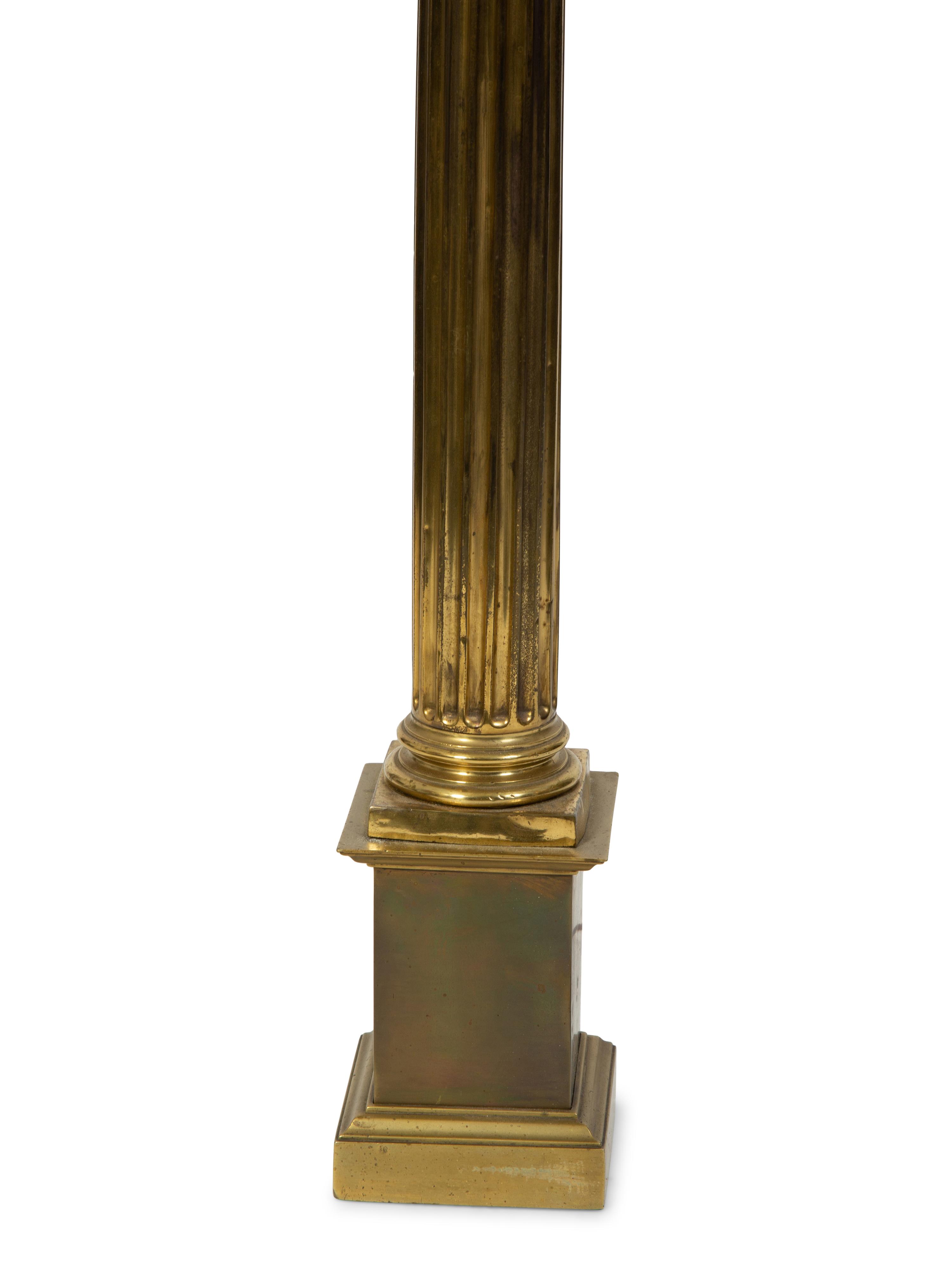A Gilt Bronze Columnar Floor Lamp
