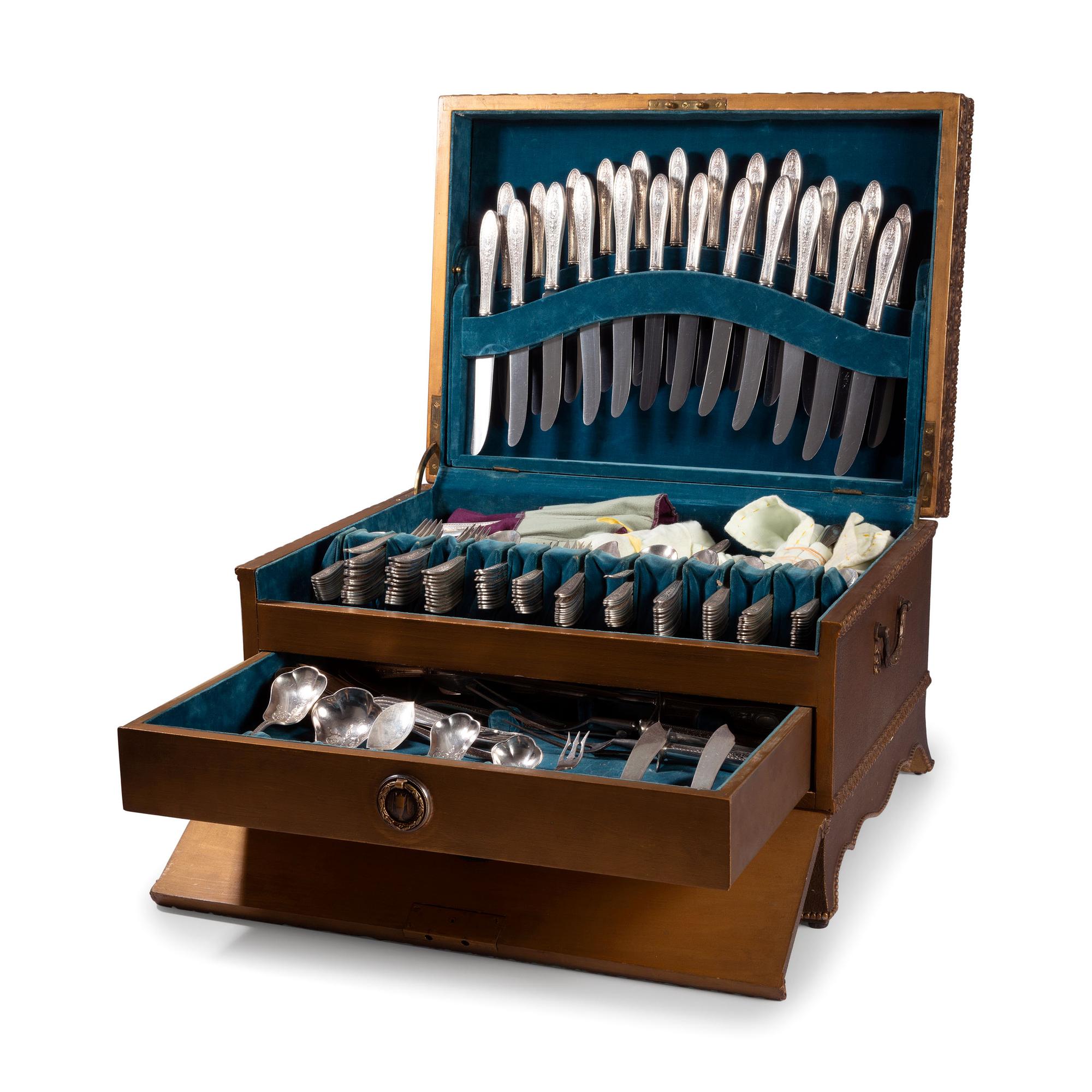 An International Silver Flatware Service in Custom Case