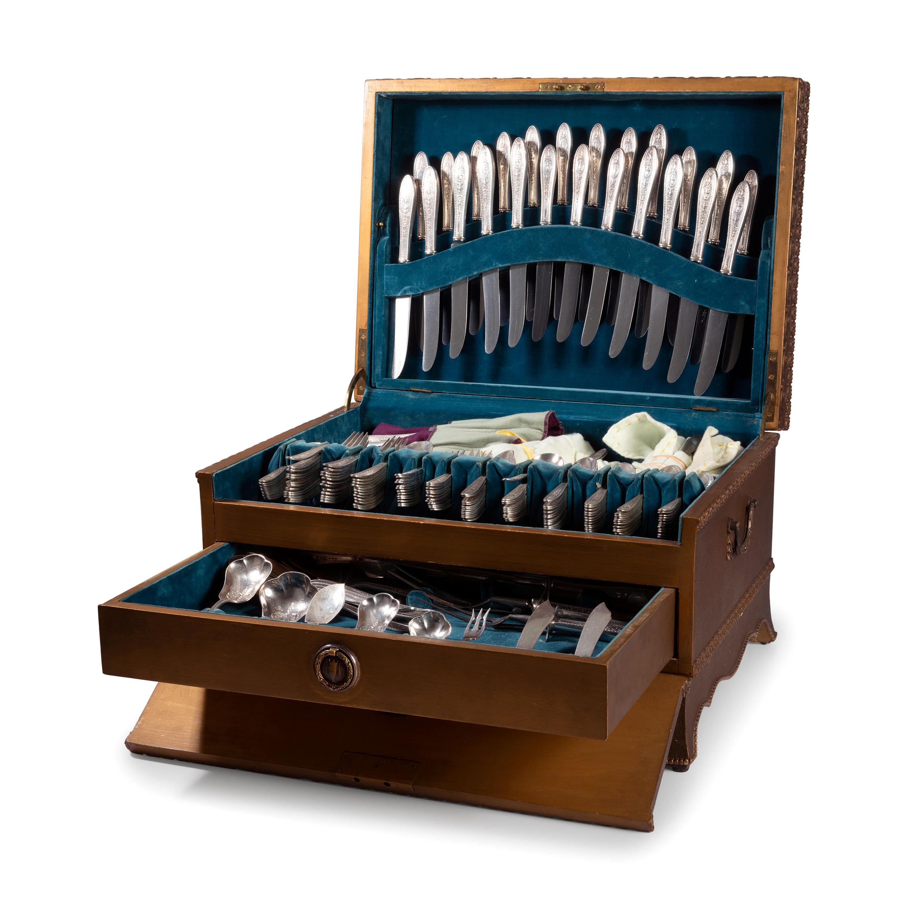 An International Silver Flatware Service in Custom Case