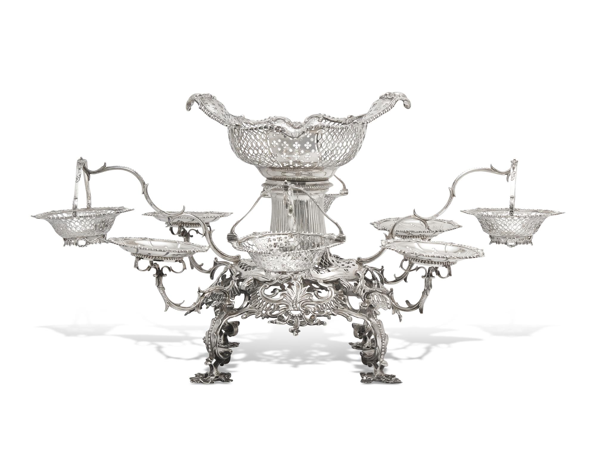 An Irish George III Sterling Silver Eight-Branch Epergne