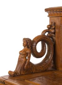 A Renaissance Revival Carved Walnut Hall Bench in the Manner of R.J. Horner