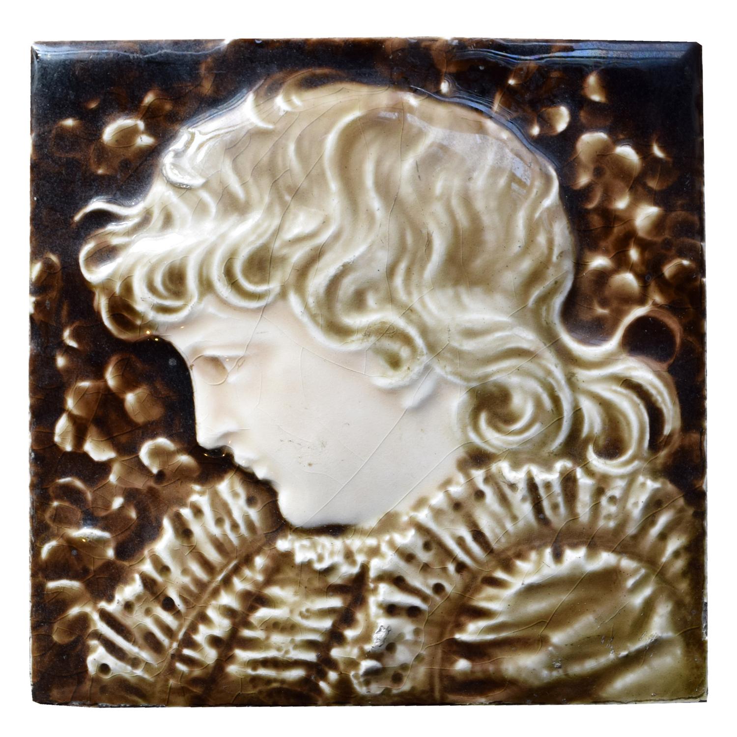 A Set of Two Glazed Ceramic Tiles by Providential Tile Works 6" W x .5" D x 6" H — United States, Late 19th Century