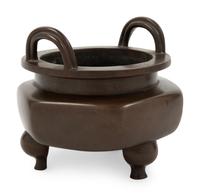 A Hexagonal Bronze Tripod Censer