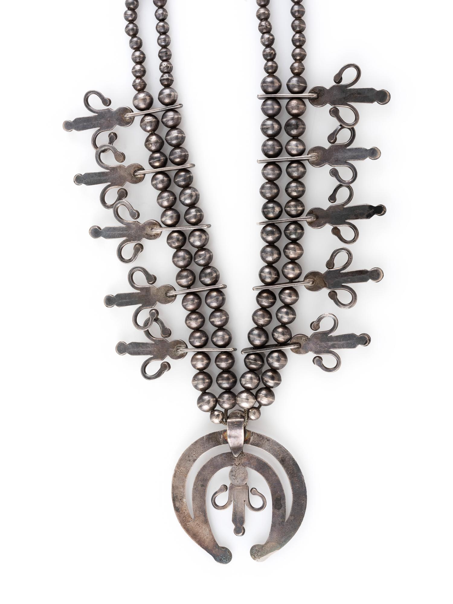 Navajo Silver Squash Blossom Necklace
