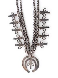 Navajo Silver Squash Blossom Necklace