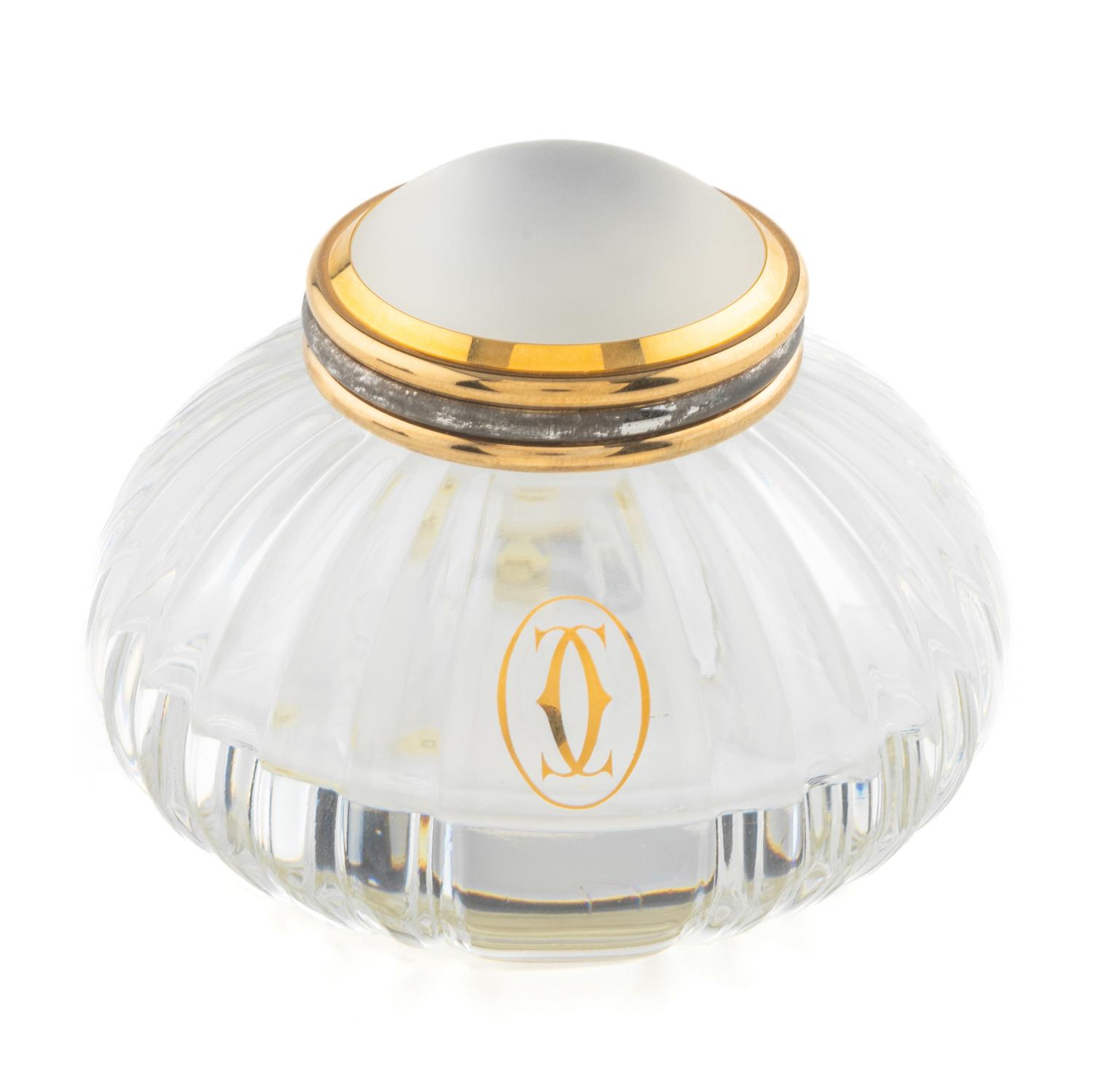 A Cartier Must de Cartier Glass and Gilt-Metal Mounted Inkwell