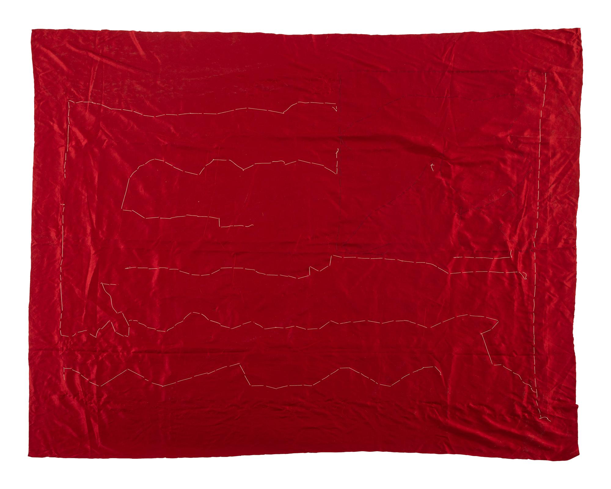 [FLAGS] -- [CIVIL WAR]. 35-star "Great Star" pattern flag identified as the Colors of Company A, 61st Pennsylvania Regiment, previously owned by the family of Lieutenant John Pollock, DOW following the Battle of Fair Oaks, Virginia.