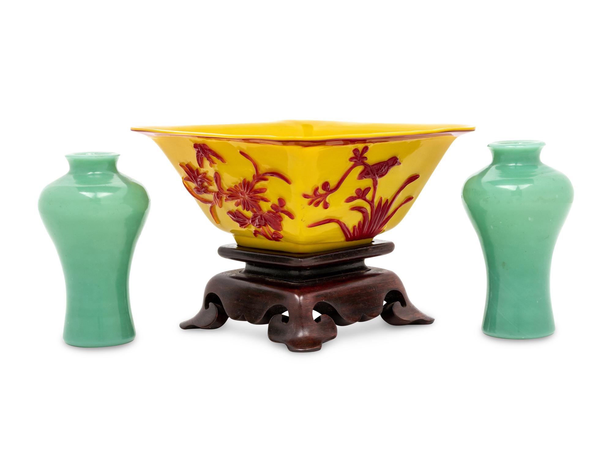 Three Chinese Peking Glass Wares