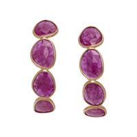 GLASS FILLED RUBY HOOP EARRINGS