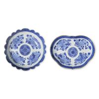 Two Chinese Export Porcelain Blue Fitzhugh Bowls