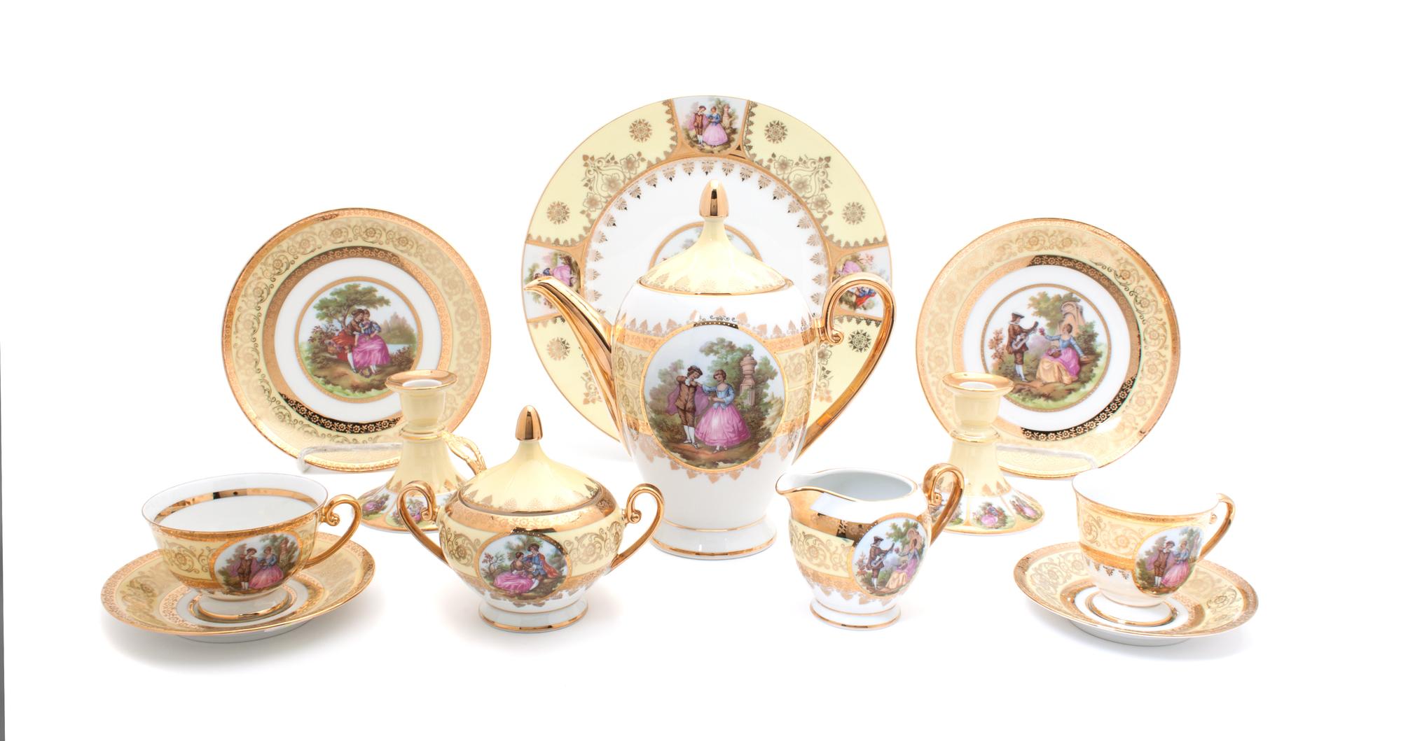 A Karlsbader Royal Vienna Style Tea Set Height of tallest 9 1/2 inches. — SECOND HALF 20TH CENTURY