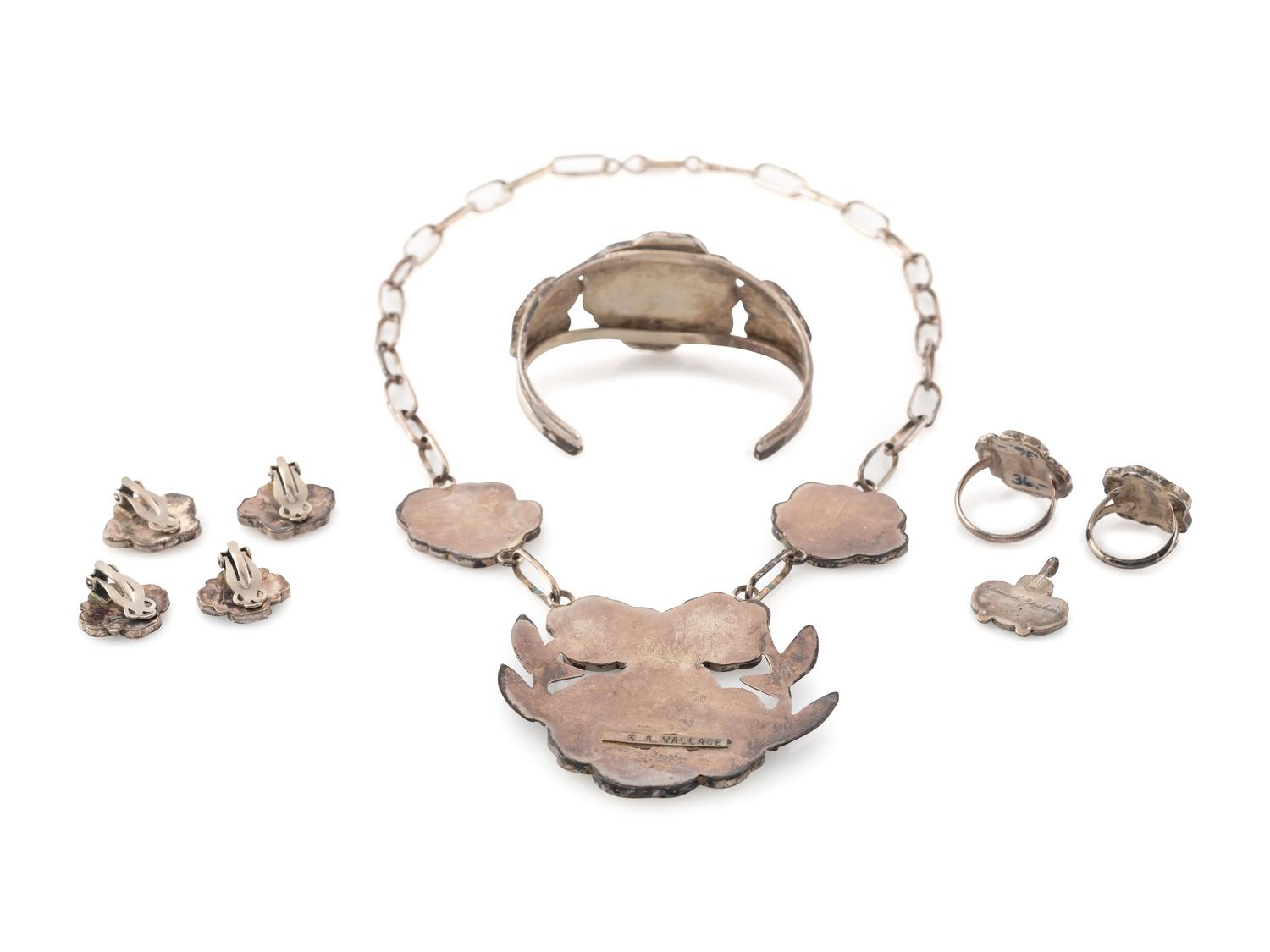 Zuni Shell and Turquoise Channel Inlay Floral Jewelry