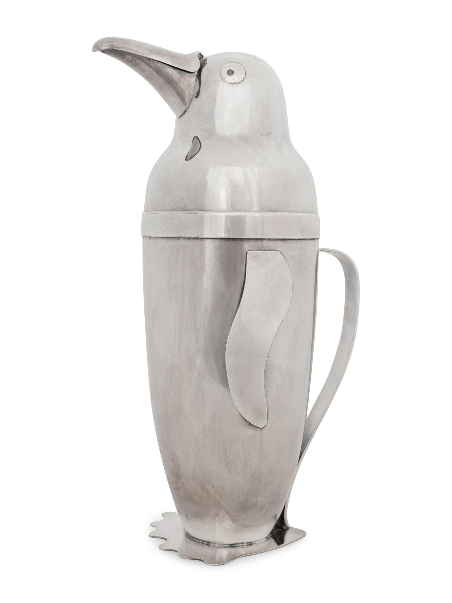 A Napier Penguin Silver-Plate Cocktail Shaker