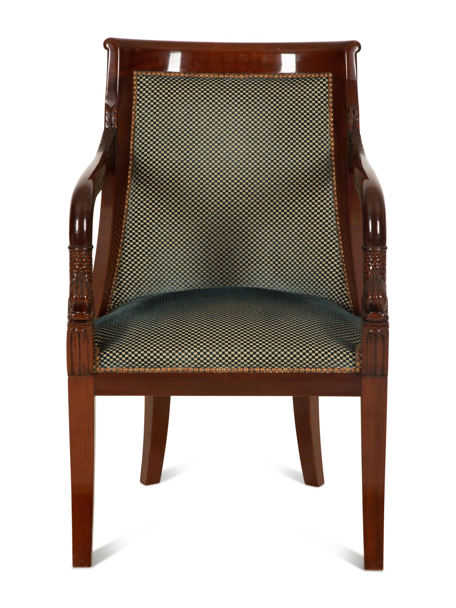 A Regency Style Carved Mahogany Armchair