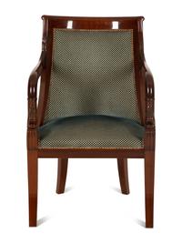 A Regency Style Carved Mahogany Armchair