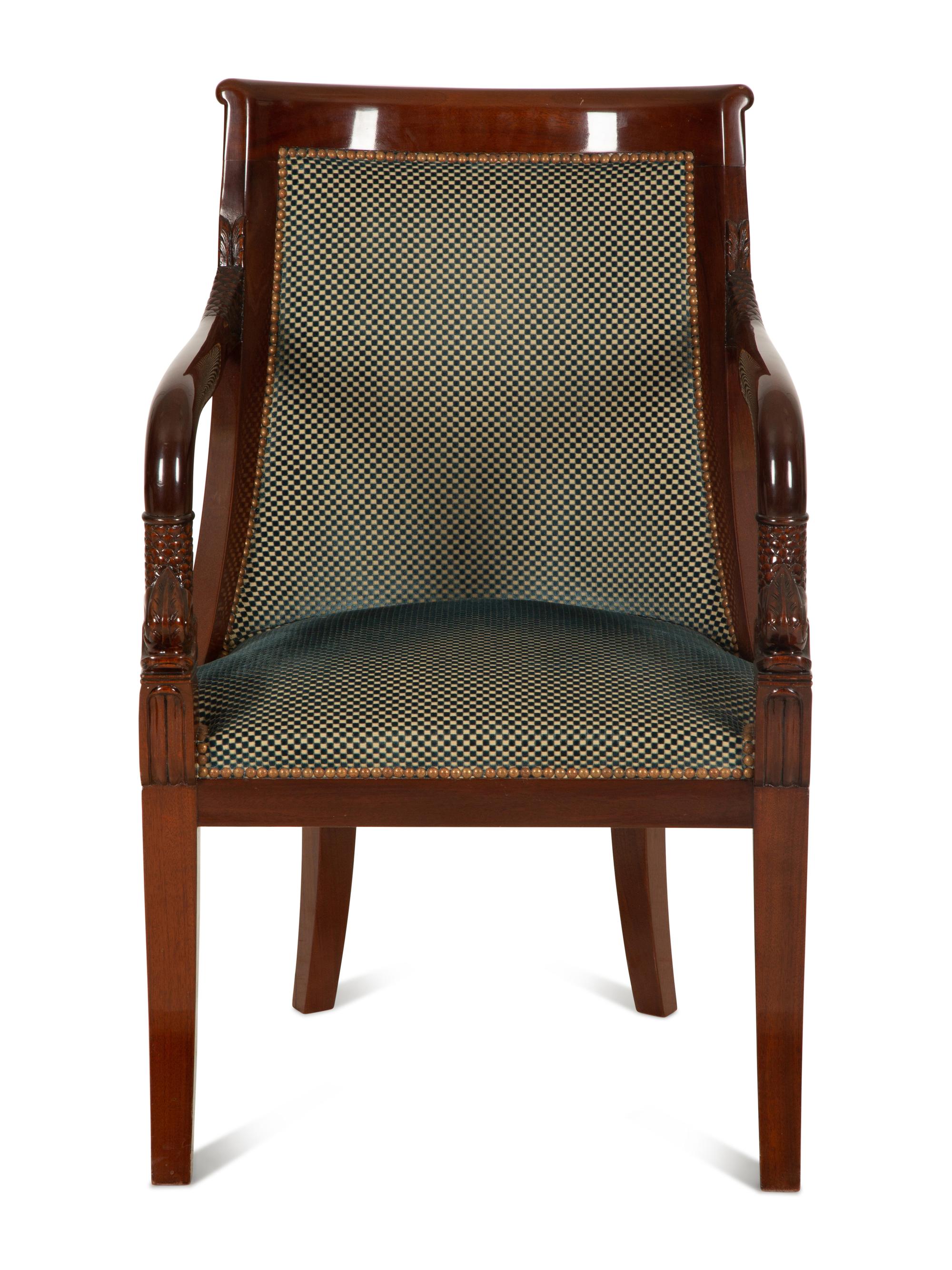 A Regency Style Carved Mahogany Armchair