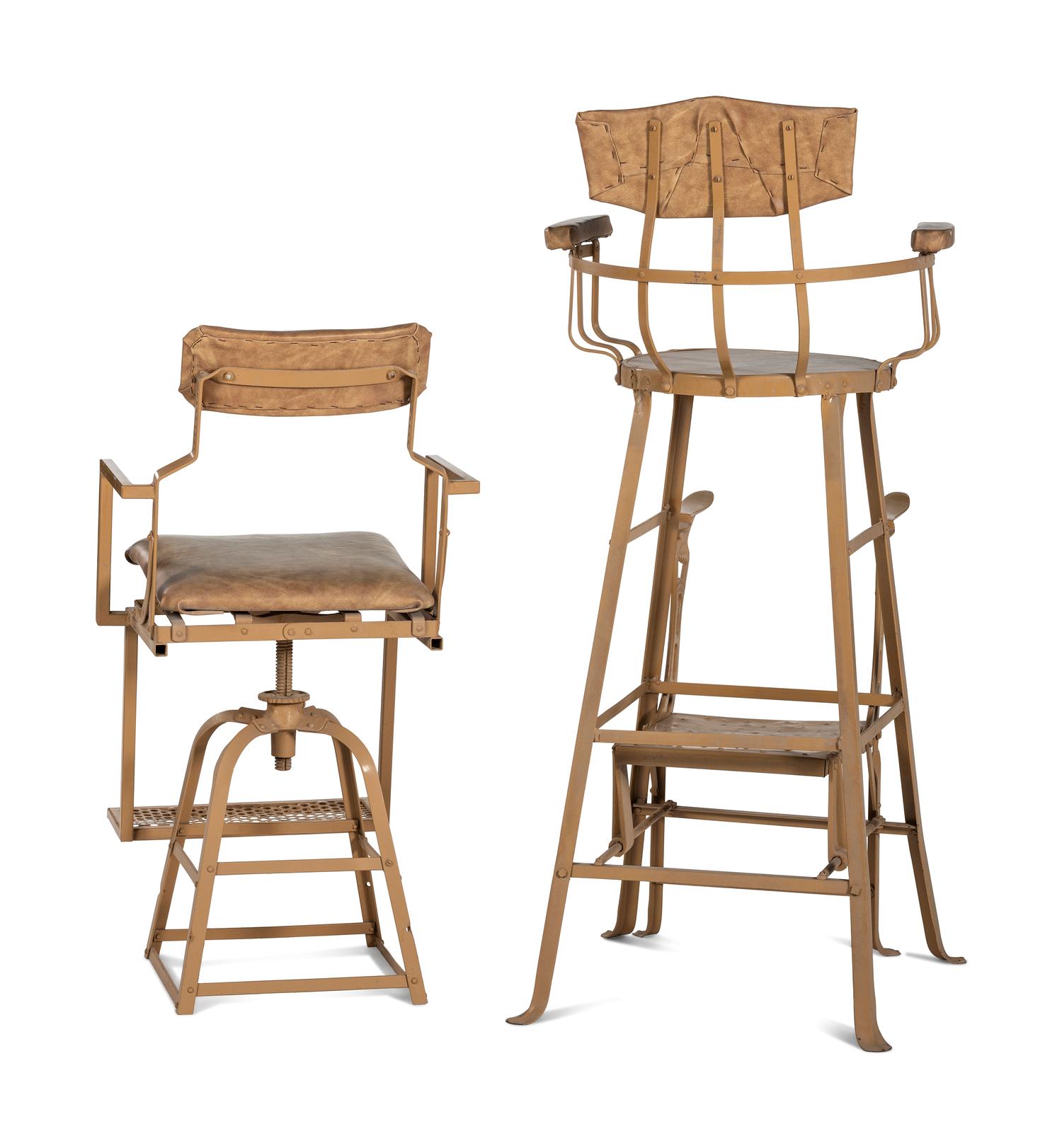 A Pair of Painted Metal Shoe Shine Stands