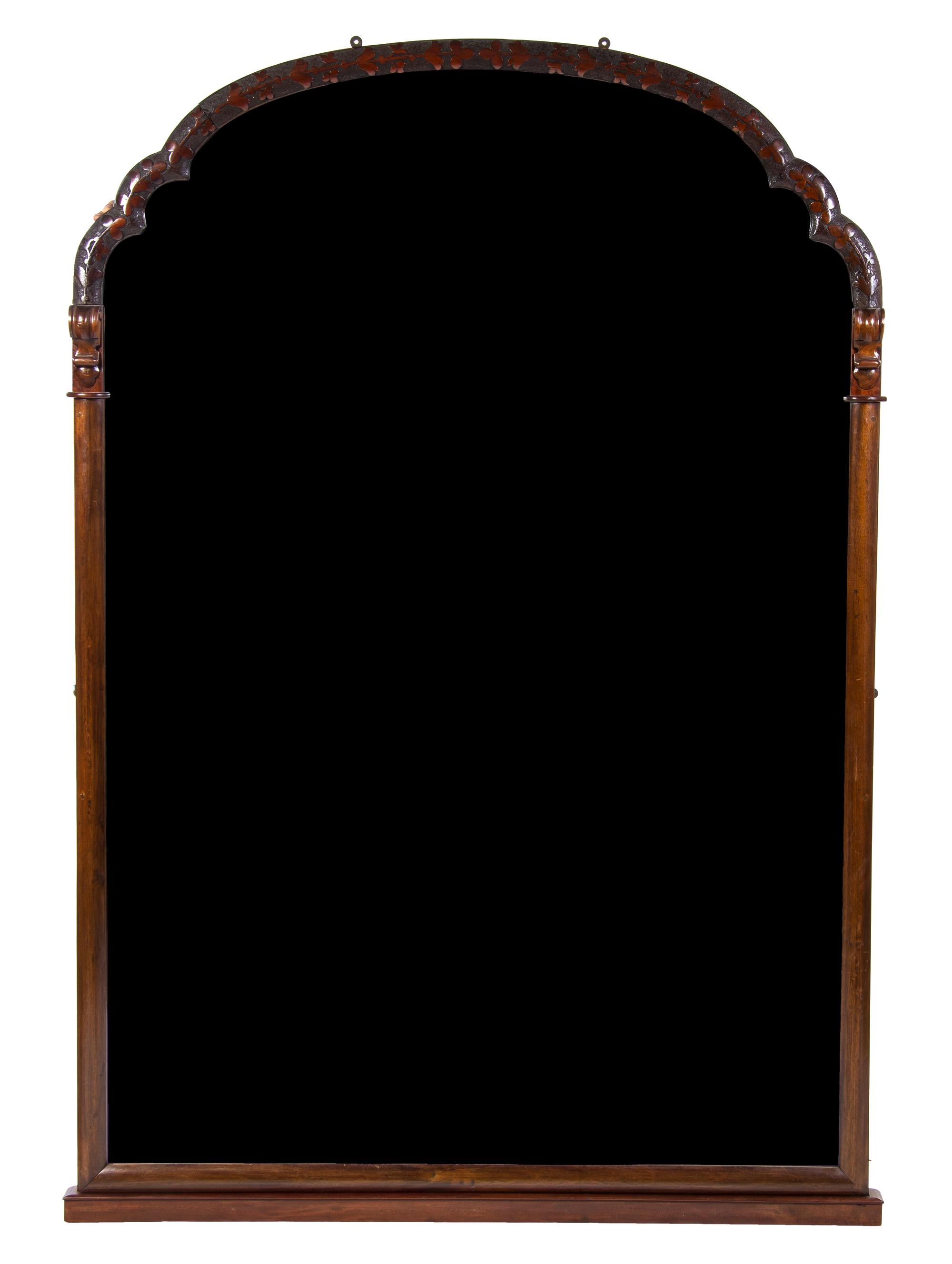 A Victorian Walnut Pier Mirror, Height 83 x width 56 1/2 inches.