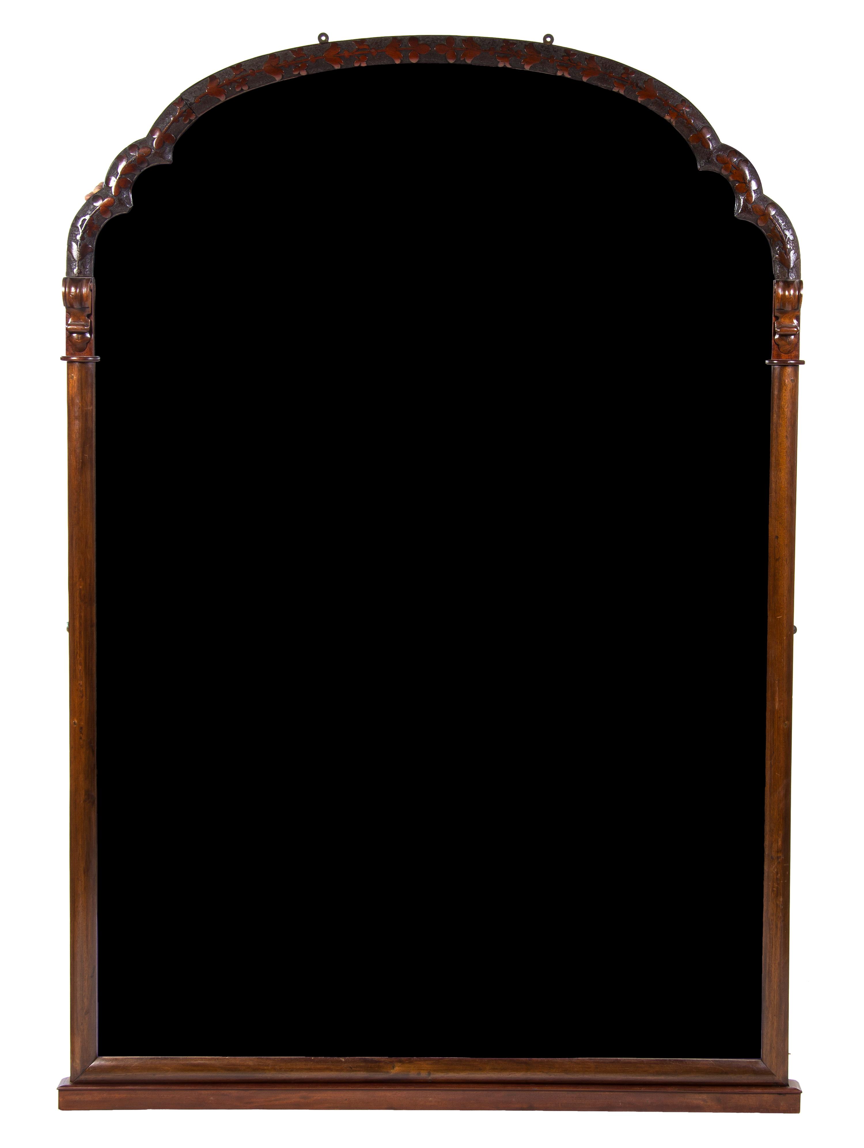 A Victorian Walnut Pier Mirror, Height 83 x width 56 1/2 inches.