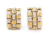 A Pair of 18 Karat Bicolor Gold and Diamond "Appasionata" Earclips, Italian, 16.00 dwts.