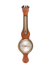 A Regency Mahogany Marquetry Wheel Barometer