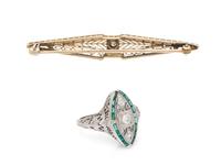 COLLECTION OF DIAMOND AND WHITE GOLD JEWELRY