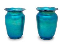 A Pair of Steuben Aurene Glass Vases
