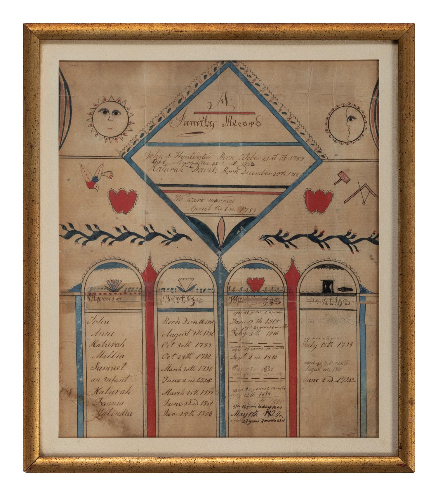 A Masonic Watercolor Family Record