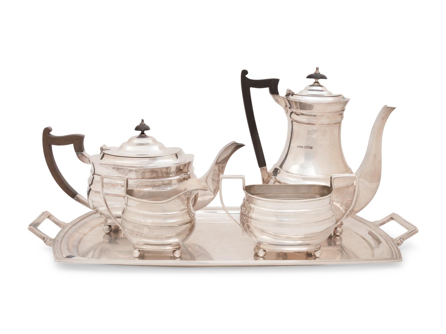 An English Silver Four-Piece Tea and Coffee Service