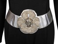 Geoffrey Beene Long-Sleeve Jumpsuit & a Judith Leiber Belt