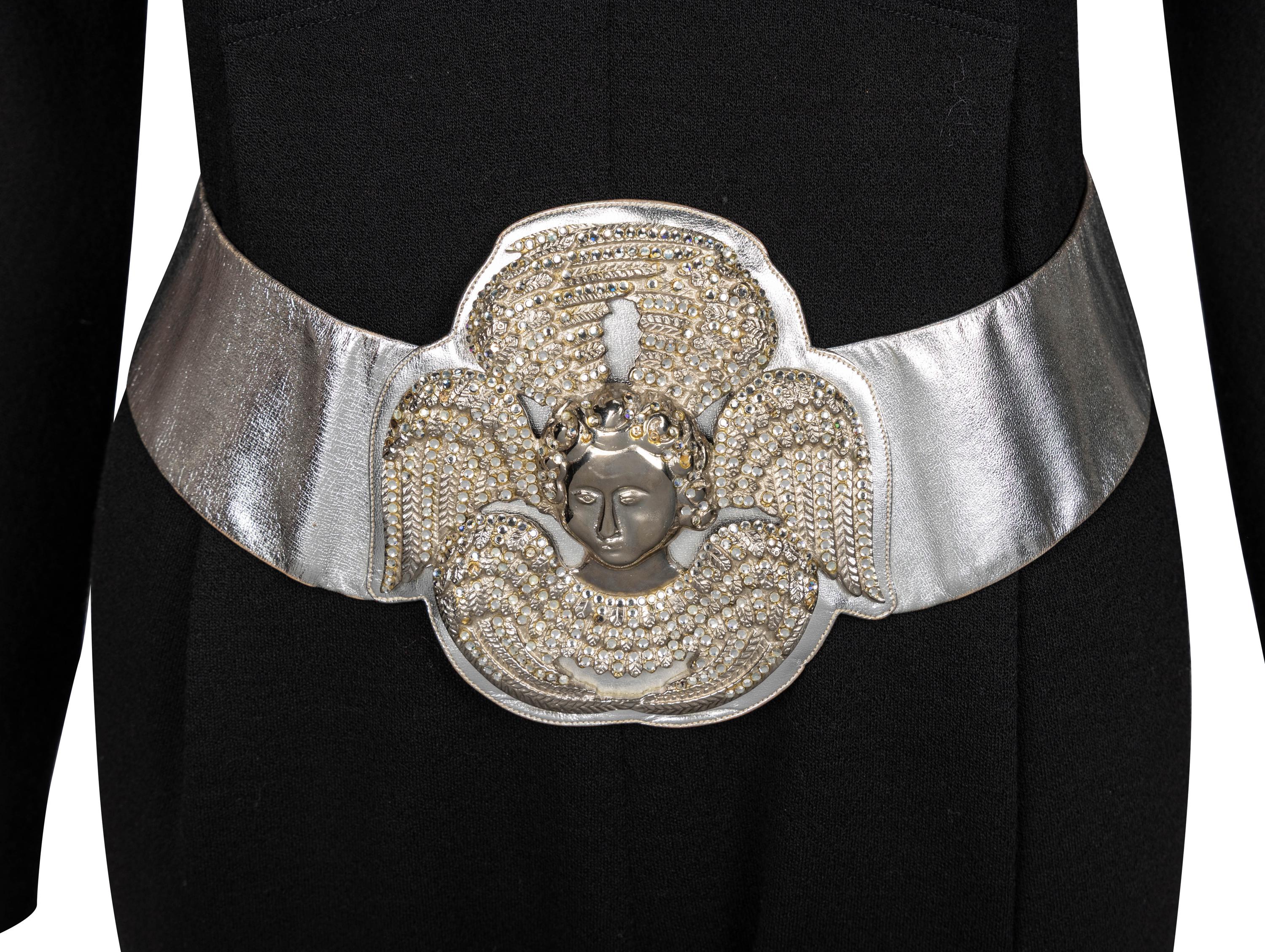 Geoffrey Beene Long-Sleeve Jumpsuit & a Judith Leiber Belt