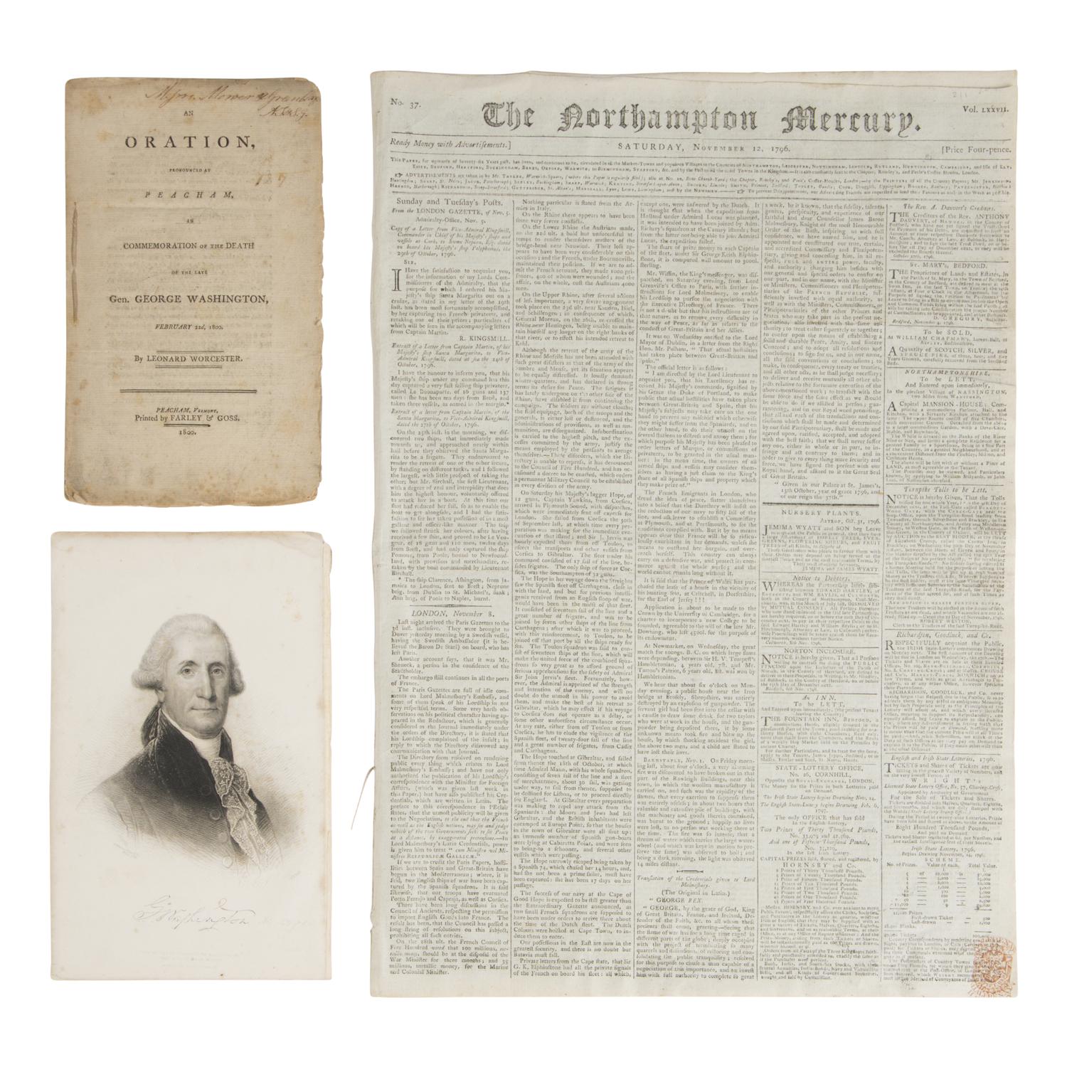 [Washington, George (1732-1799)]. The Northampton Mercury . Vol. LXXVII, No. 37. Northampton: T. Dicey & Co, 19 November 1796.