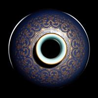 A Small Gilt Decorated Blue Glazed Porcelain Baluster Vase