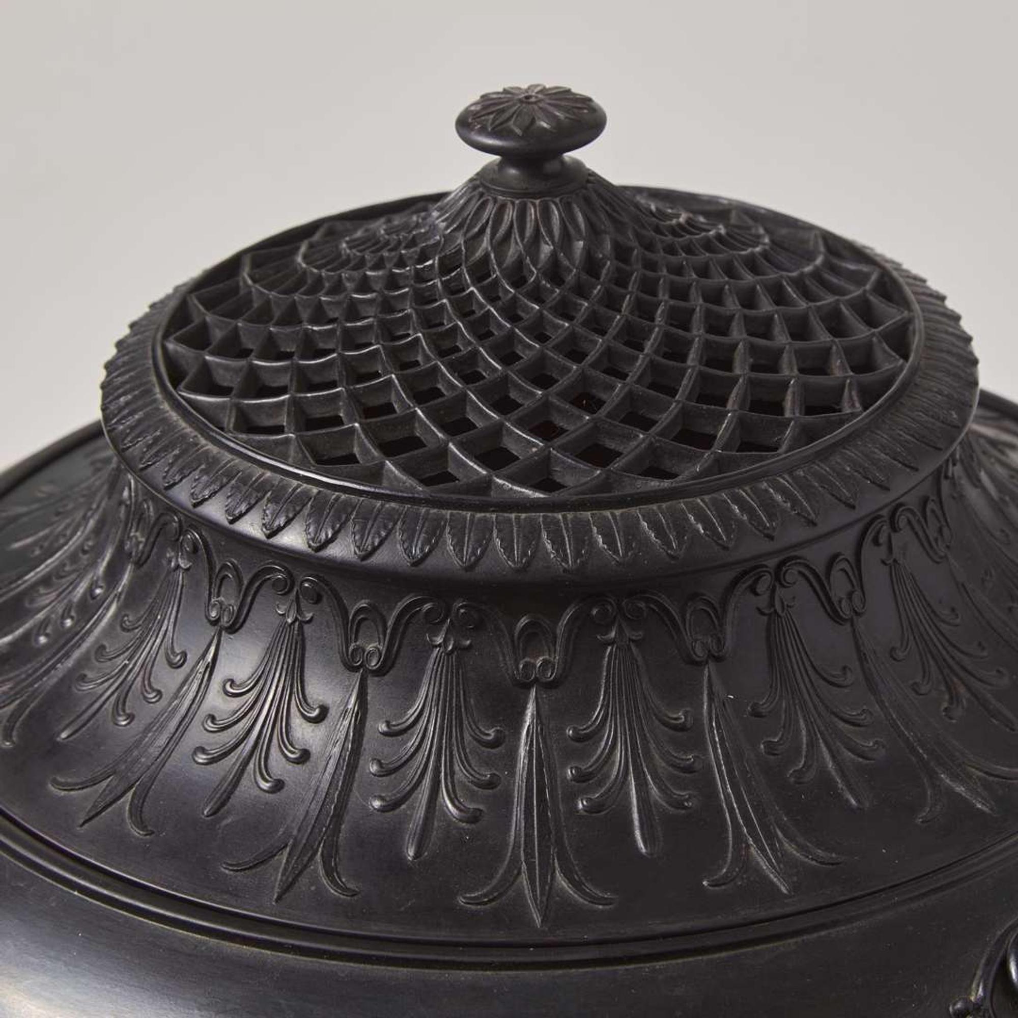 A Large Wedgwood Black Basalt Dolphin Pastille Burner UK, first half of the 19th century