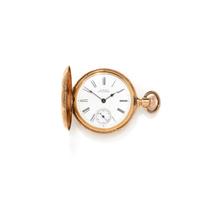 WALTHAM, 18K YELLOW GOLD HUNTER CASE POCKET WATCH
