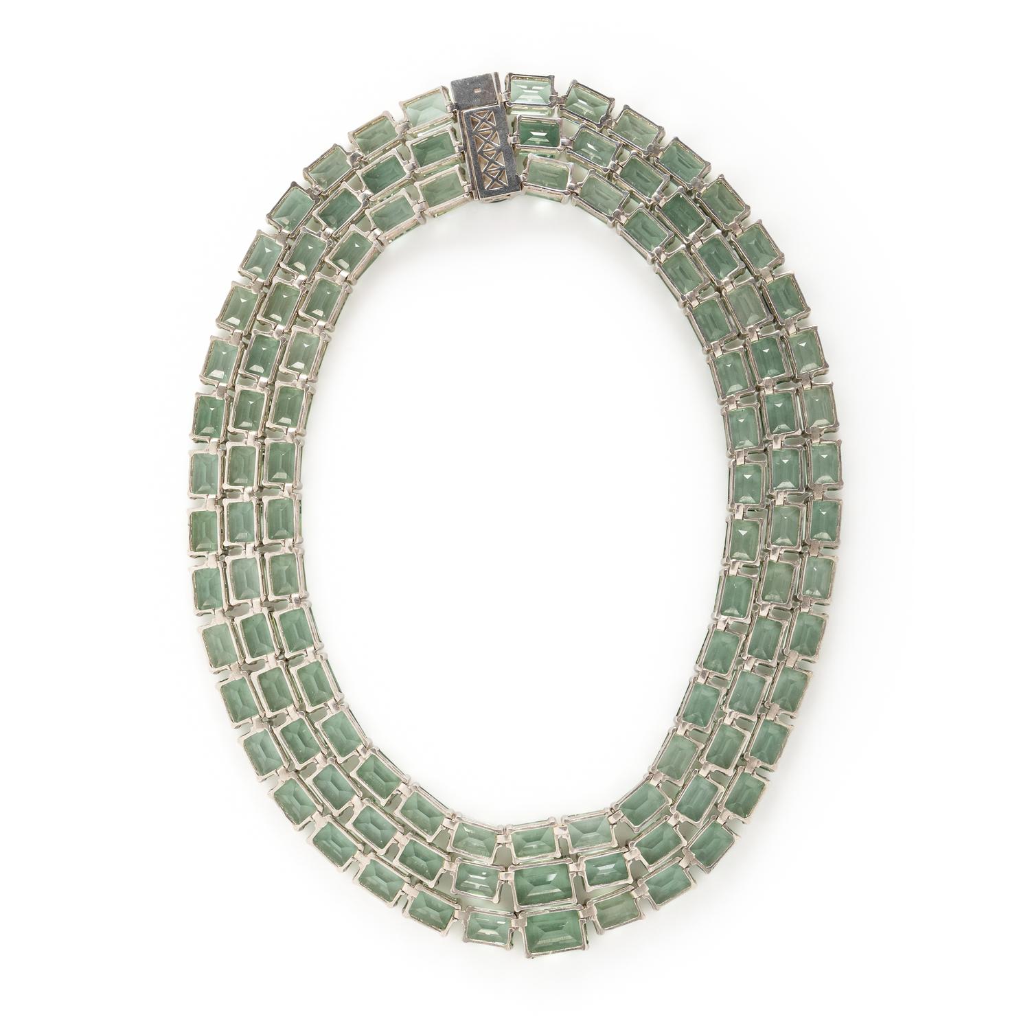 LIME QUARTZ AND STERLING SILVER NECKLACE