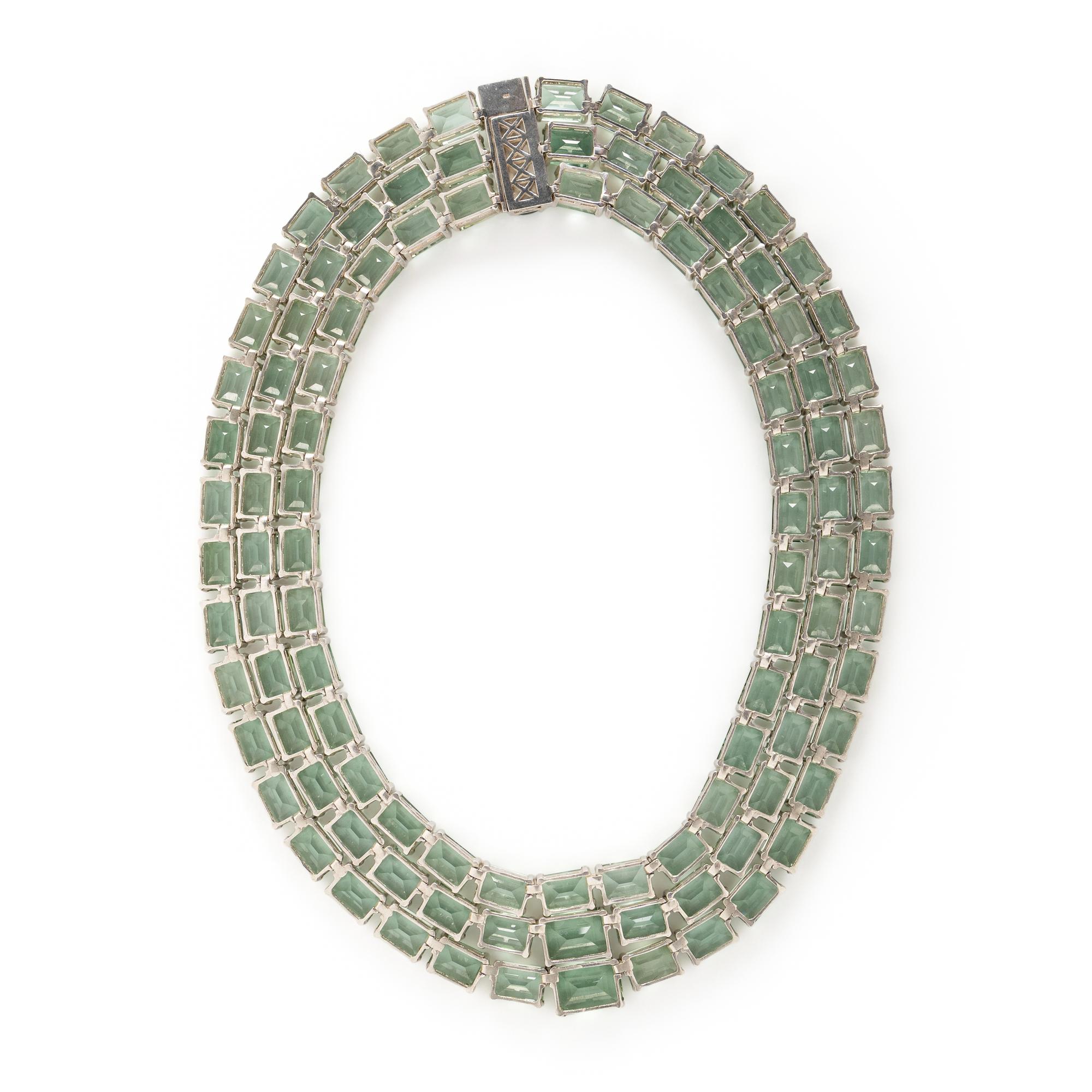 LIME QUARTZ AND STERLING SILVER NECKLACE