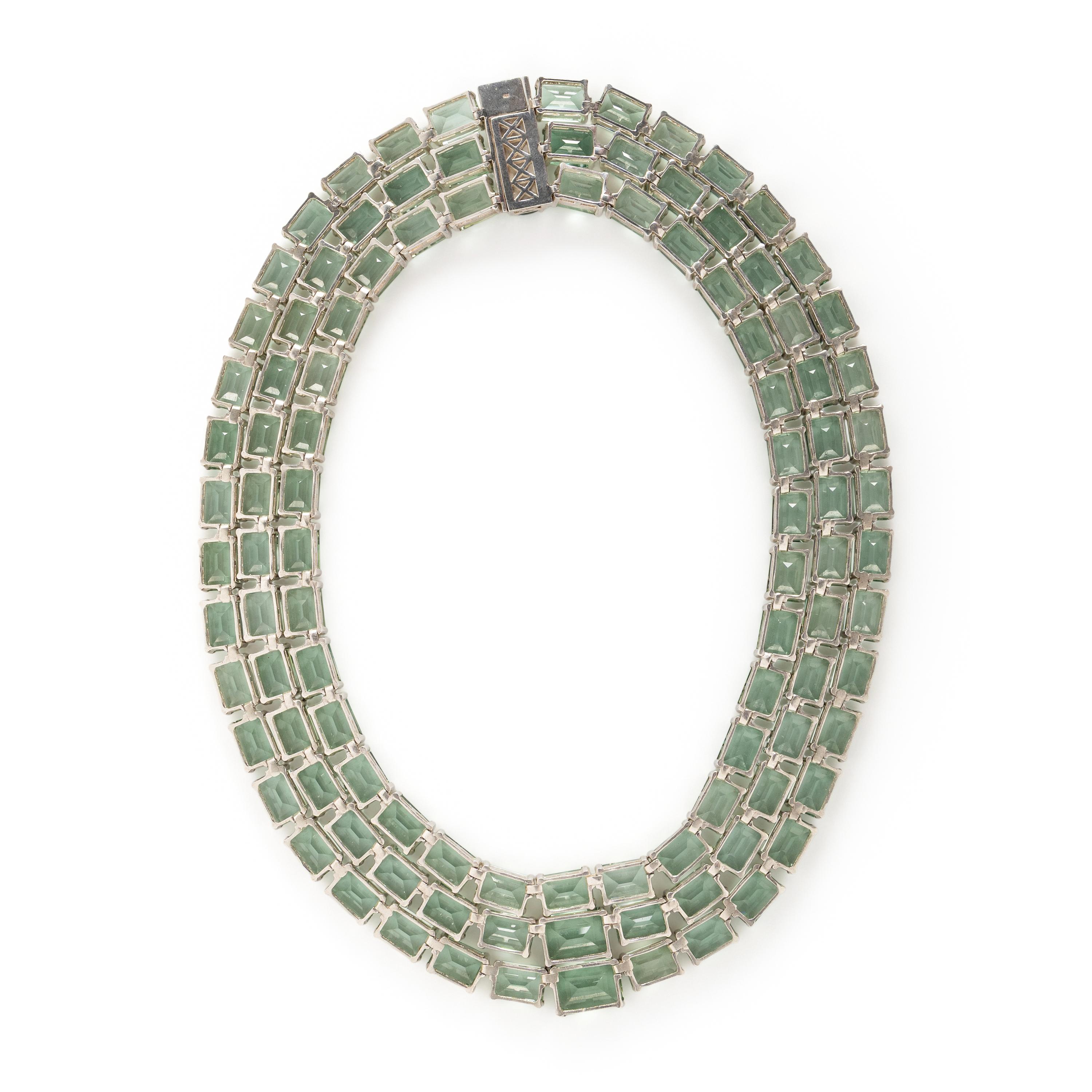 LIME QUARTZ AND STERLING SILVER NECKLACE