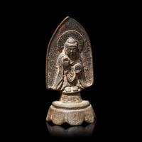 A Small Chinese Northern Wei Style Bronze Figure of Maitreya 北魏風格 青銅彌勒