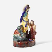 A Wedgwood Majolica "Isaak and Rebekah" Group UK, circa 1870