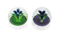 Caithness, SCOTLAND, a group of two glass paperweights, one titled Flower in the Rain