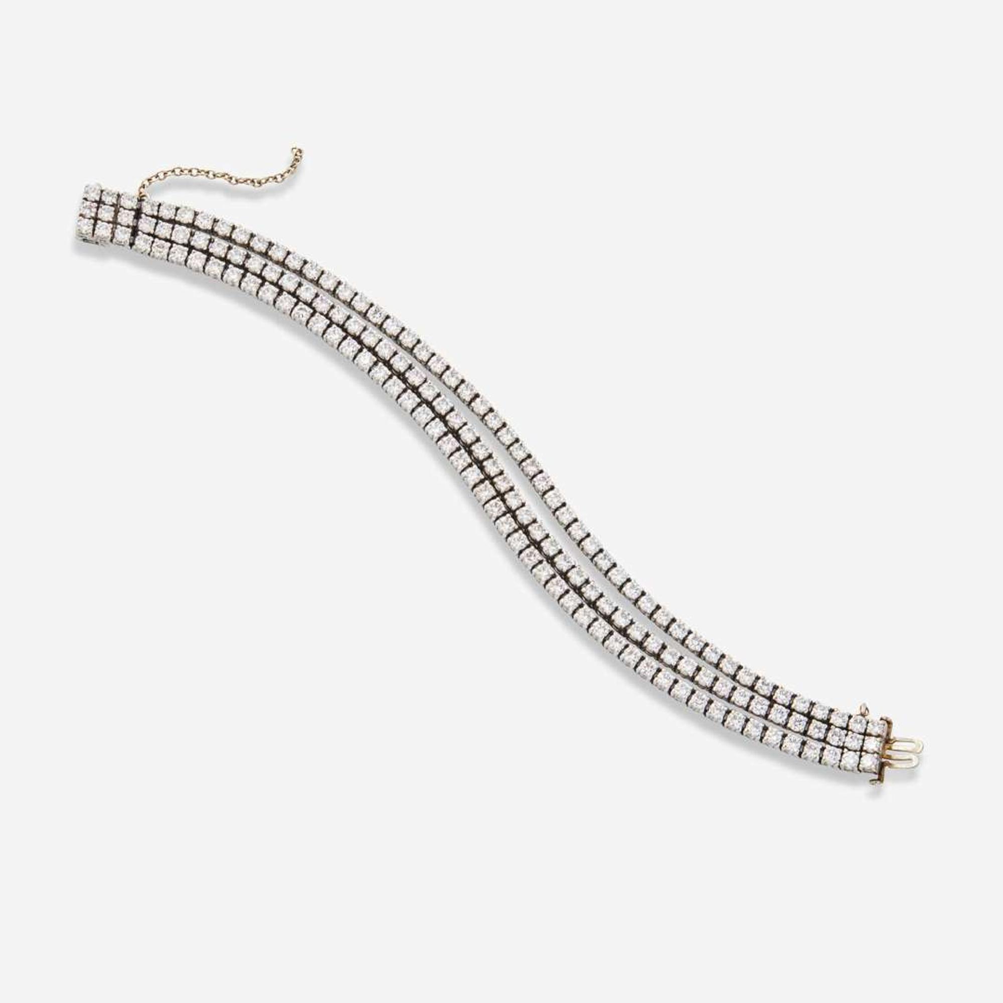 A 14K White Gold and Diamond Bracelet
