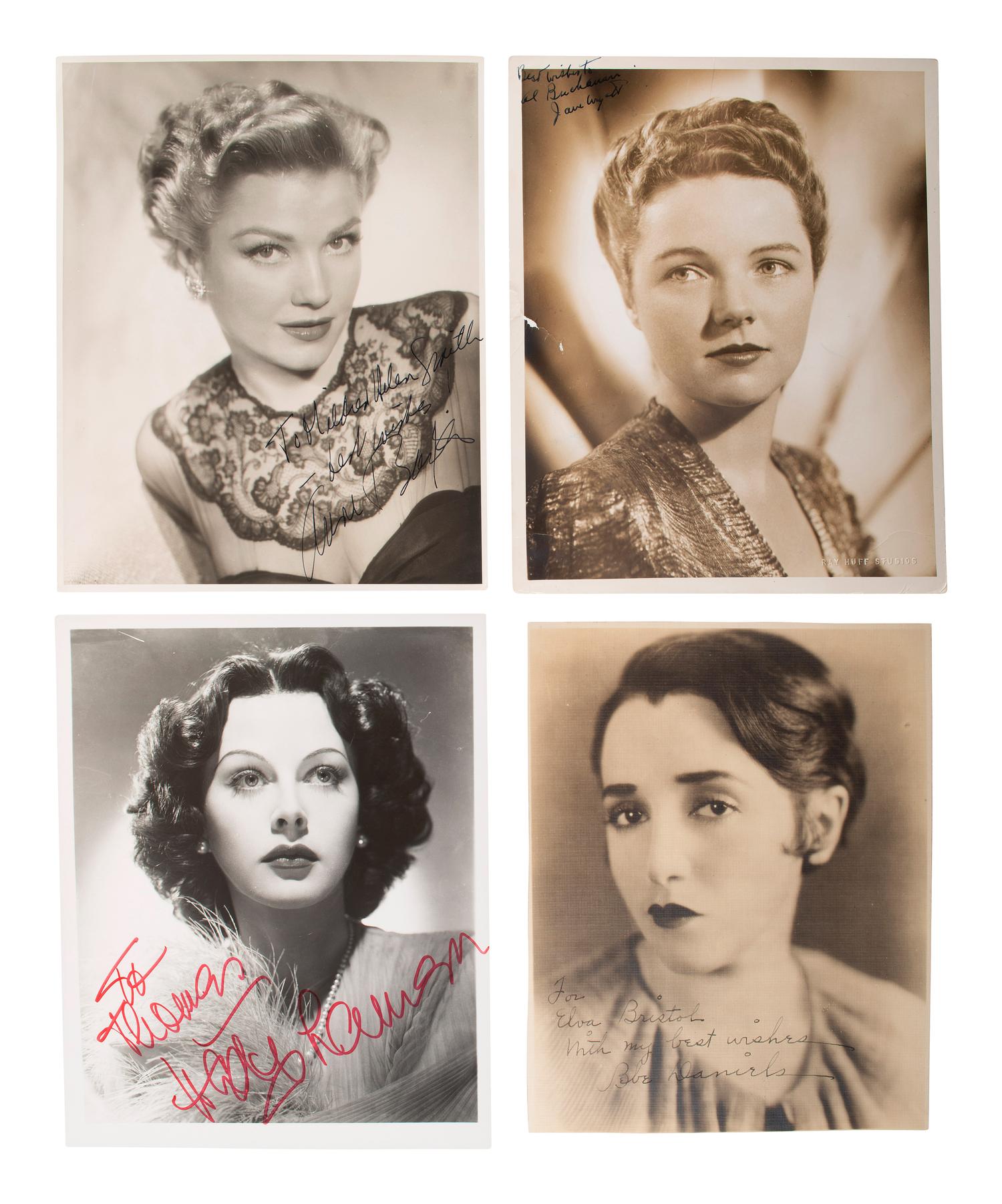 [HOLLYWOOD]. A collection of over 60 photographs and correspondence, most autographed by leading ladies from the 1920s-1970s, including: