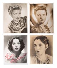 [HOLLYWOOD]. A collection of over 60 photographs and correspondence, most autographed by leading ladies from the 1920s-1970s, including: