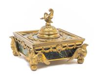 An Empire Gilt Bronze Mounted Marble Encrier Width 5 1/2 inches. — 19TH CENTURY