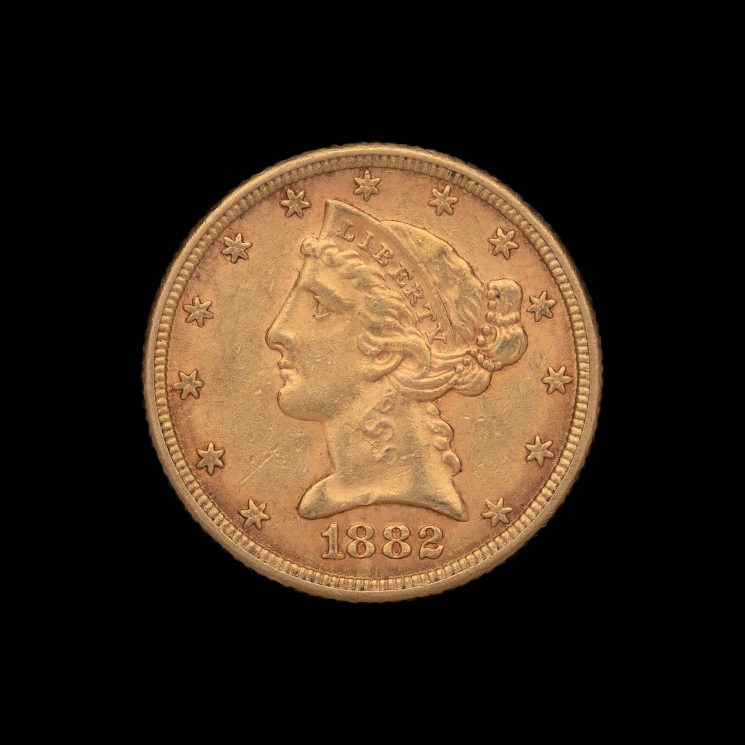 An 1882 Liberty Head $5 Gold Coin